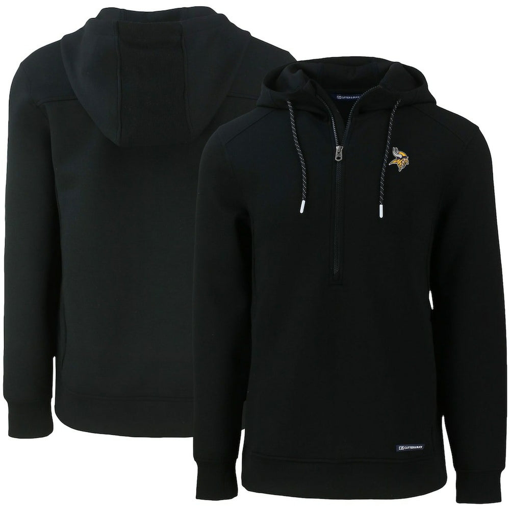 Minnesota Vikings Cutter & Buck Primary Mark Roam Eco Recycled Half-Zip Pullover Hoodie - Black - NFL