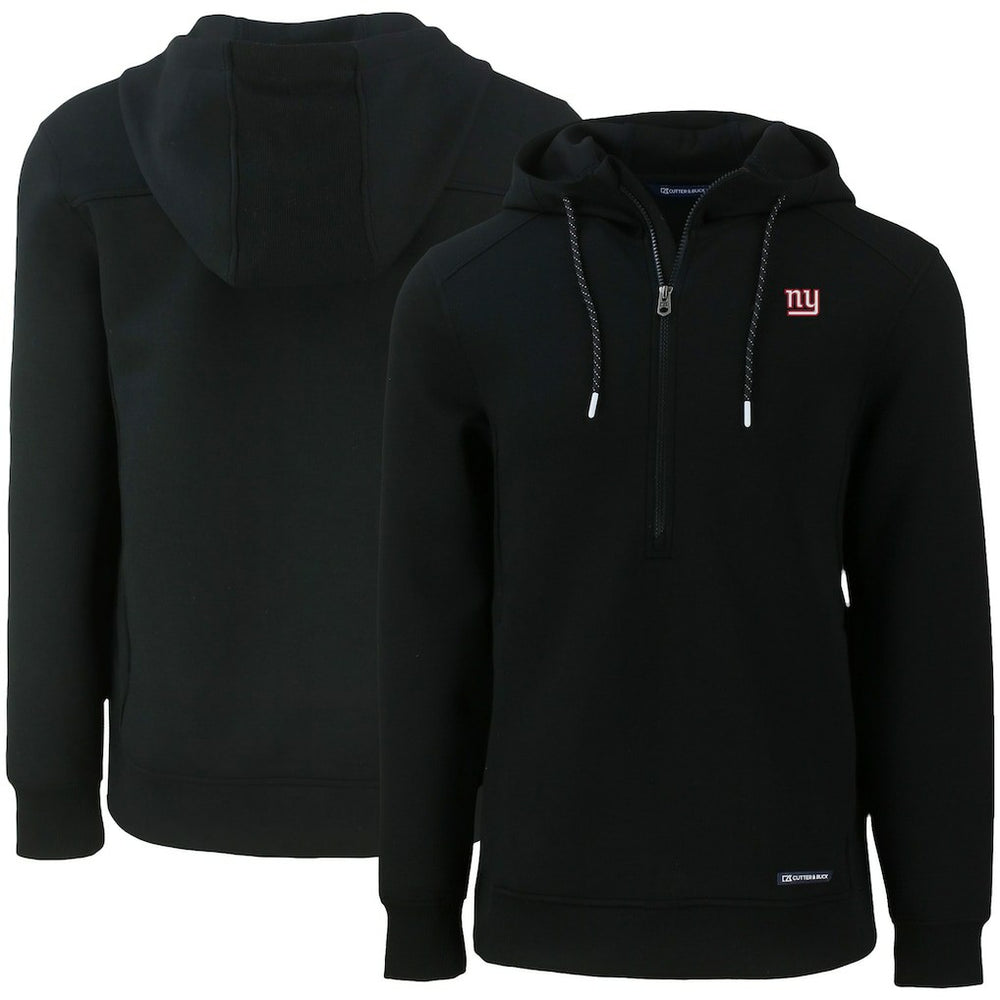 New York Giants Cutter & Buck Primary Mark Roam Eco Recycled Half-Zip Pullover Hoodie - Black - NFL