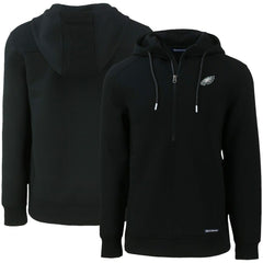 Philadelphia Eagles Cutter & Buck Primary Mark Roam Eco Recycled Half-Zip Pullover Hoodie - Black - NFL