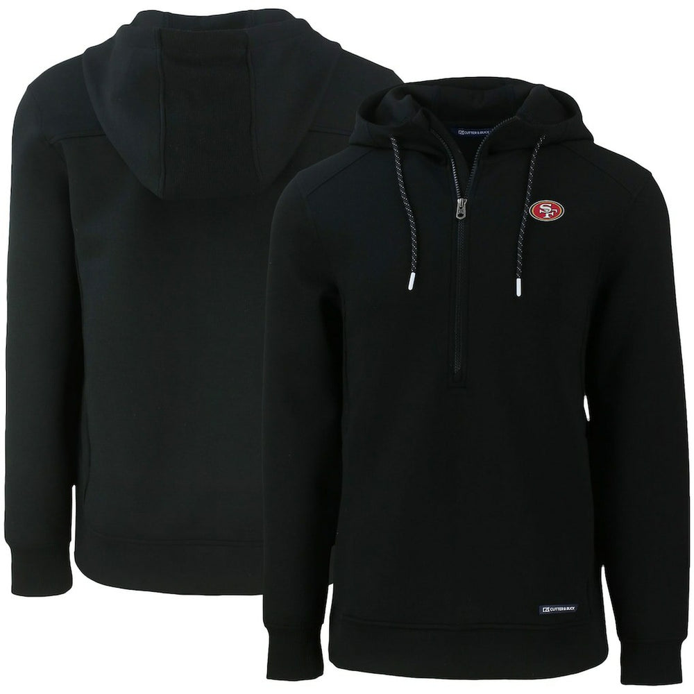 San Francisco 49ers Cutter & Buck Primary Mark Roam Eco Recycled Half-Zip Pullover Hoodie - Black - NFL