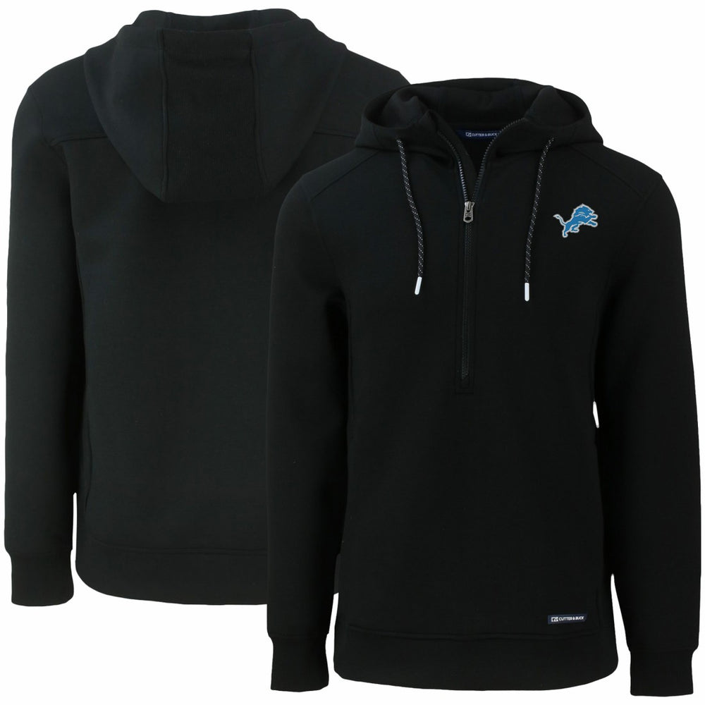 Detroit Lions Cutter & Buck Primary Mark Roam Eco Recycled Half-Zip Pullover Hoodie - Black - NFL