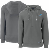 Detroit Lions Cutter & Buck Primary Mark Roam Eco Recycled Half-Zip Pullover Hoodie - Gray - NFL