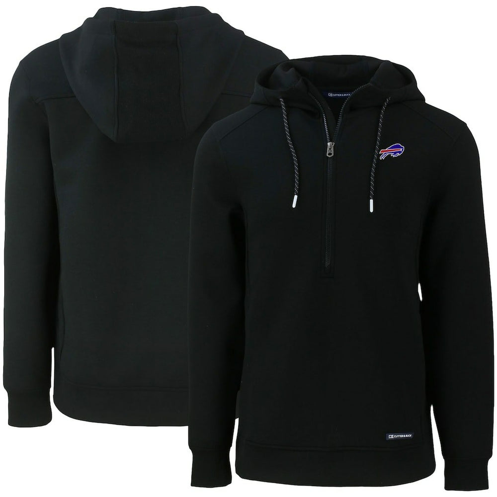 Buffalo Bills Cutter & Buck Primary Mark Roam Eco Recycled Half-Zip Pullover Hoodie - Black - NFL