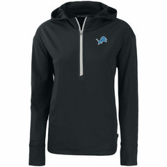 Detroit Lions Cutter & Buck Women's Primary Mark Daybreak Eco Recycled Half-Zip Hoodie - Black - NFL