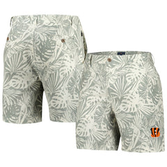 Cincinnati Bengals Margaritaville Sandwashed Monstera Print Amphib Shorts - Gray - NFL