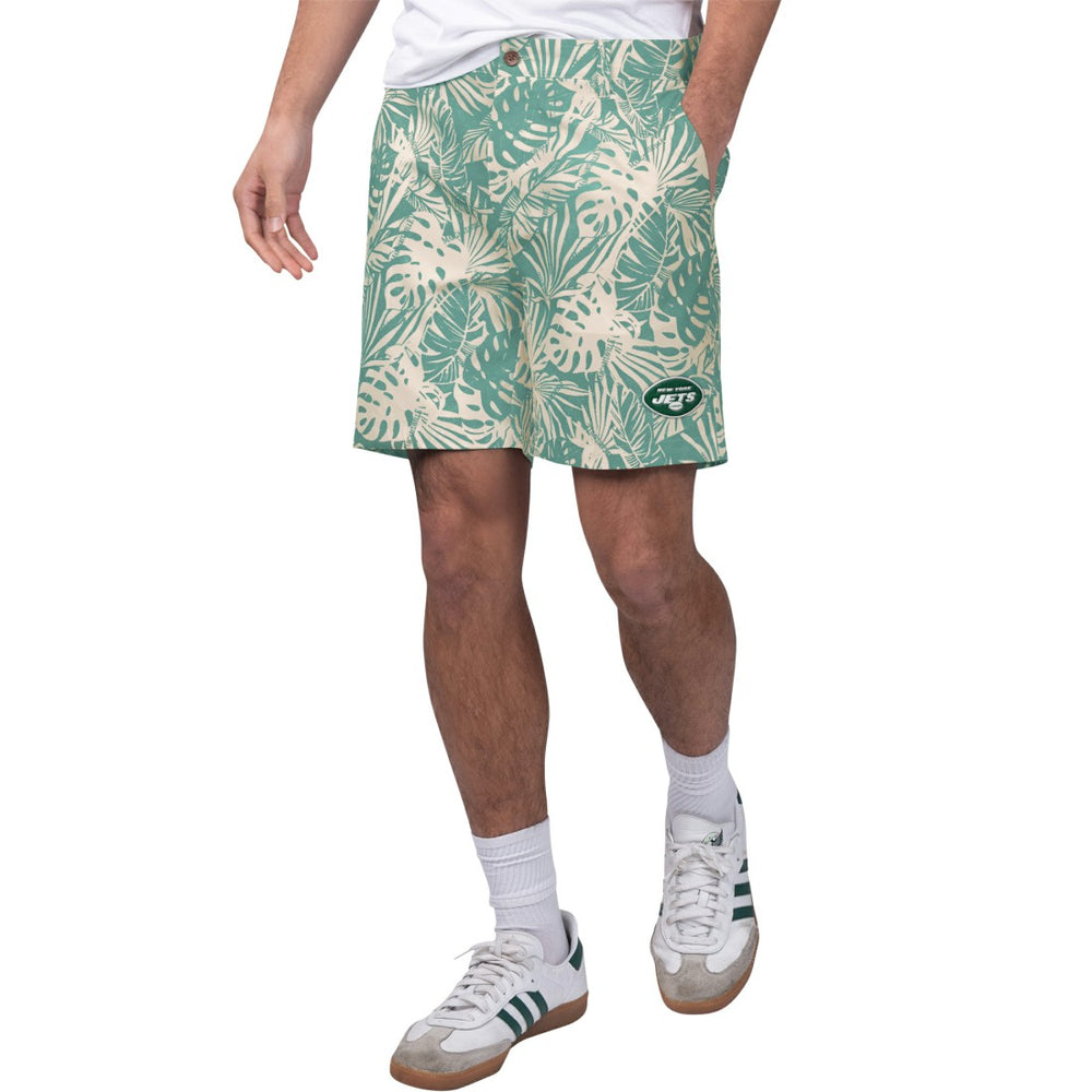 New York Jets Margaritaville Sandwashed Monstera Print Amphib Shorts - Green - NFL