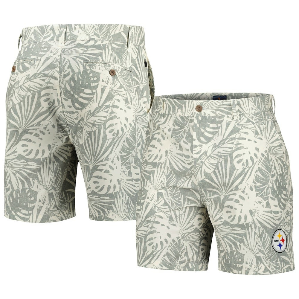 Pittsburgh Steelers Margaritaville Sandwashed Monstera Print Amphib Shorts - Gray - NFL