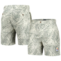 Pittsburgh Steelers Margaritaville Sandwashed Monstera Print Amphib Shorts - Gray - NFL