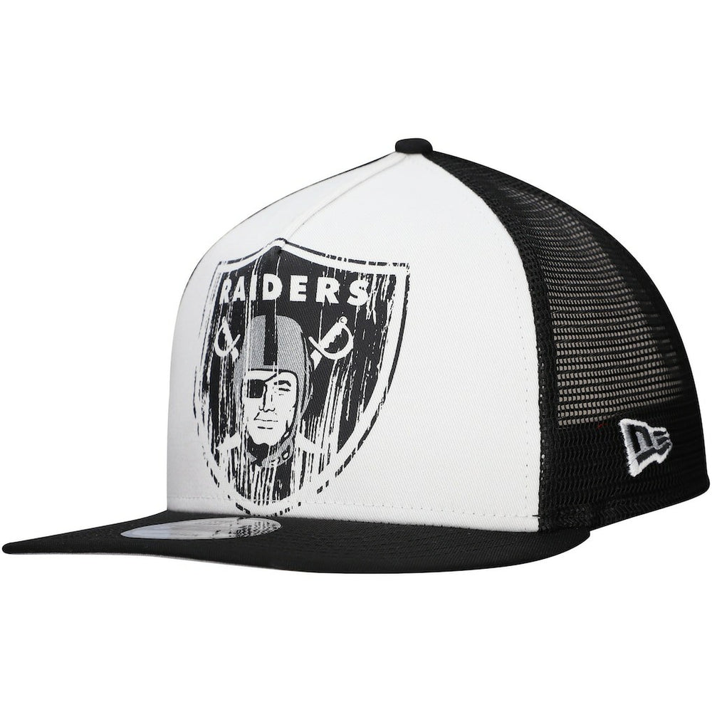 New Era Las Vegas Raiders Distressed 9FIFTY A-Frame Snapback Hat - White/Black - NFL