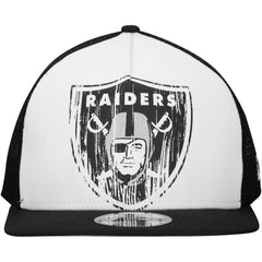 New Era Las Vegas Raiders Distressed 9FIFTY A-Frame Snapback Hat - White/Black - NFL