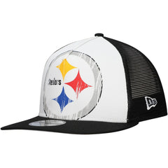 New Era Pittsburgh Steelers Distressed 9FIFTY A-Frame Snapback Hat - White/Black - NFL