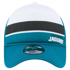 Jacksonville Jaguars New Era Color-Block 9FORTY A-Frame Trucker Adjustable Hat - White/Teal - NFL