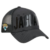 Jacksonville Jaguars New Era Midnight Ink Tonal Text A-Frame Trucker 9FORTY Adjustable Hat - Black - NFL