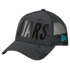 Jacksonville Jaguars New Era Midnight Ink Tonal Text A-Frame Trucker 9FORTY Adjustable Hat - Black - NFL