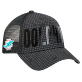 Miami Dolphins New Era Midnight Ink Tonal Text A-Frame Trucker 9FORTY Adjustable Hat - Black - NFL