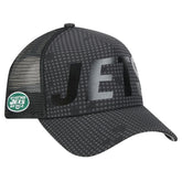 New York Jets New Era Throwback Midnight Ink Tonal Text A-Frame Trucker 9FORTY Adjustable Hat - Black - NFL