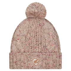 Miami Dolphins New Era Women's Trendy Tone Cuffed Knit Hat with Pom - Stone - NFL