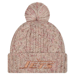 New York Jets New Era Women's Trendy Tone Cuffed Knit Hat with Pom - Stone - NFL