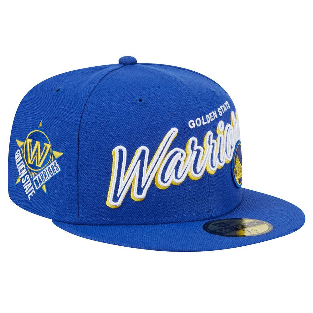 New Era Golden State Warriors Sport Night Script Sided 59FIFTY Fitted Hat Royal