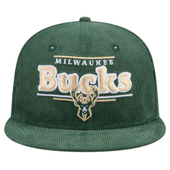 New Era Milwaukee Bucks Throwback Display Corduroy 9FIFTY Snapback Hat Hunter Green