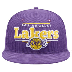 New Era Los Angeles Lakers Throwback Display Corduroy 9FIFTY Snapback Hat Purple