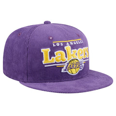 New Era Los Angeles Lakers Throwback Display Corduroy 9FIFTY Snapback Hat Purple