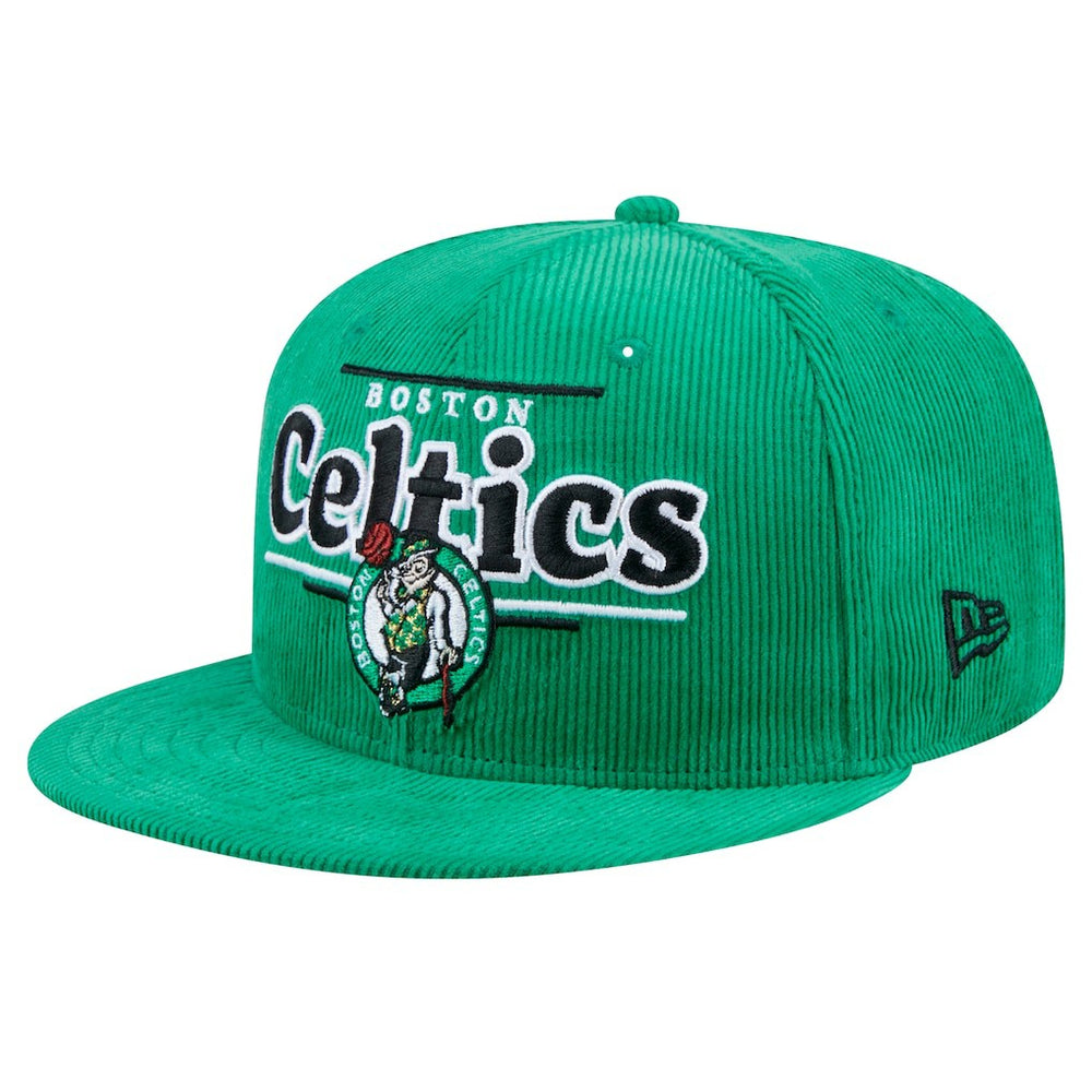 New Era Boston Celtics Throwback Display Corduroy 9FIFTY Snapback Hat Kelly Green