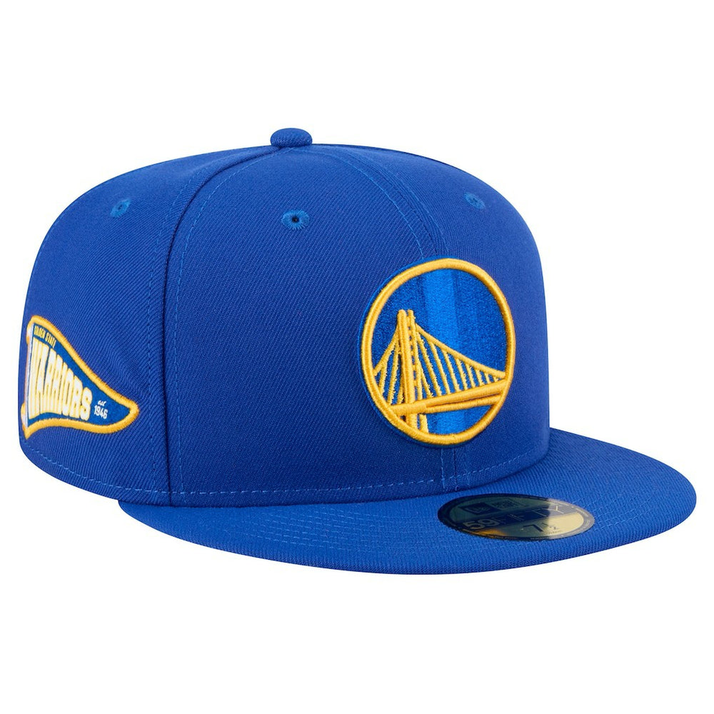 New Era Golden State Warriors Throwback Pennant 59FIFTY Fitted Hat Royal