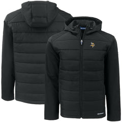 Minnesota Vikings Cutter & Buck Big & Tall Evoke Hybrid Eco Softshell Recycled Full-Zip Hooded Jacket - Black - NFL