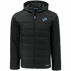 Detroit Lions Cutter & Buck Big & Tall Evoke Hybrid Eco Softshell Recycled Full-Zip Hooded Jacket - Black - NFL