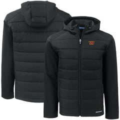 Washington Commanders Cutter & Buck Big & Tall Evoke Hybrid Eco Softshell Recycled Full-Zip Hooded Jacket - Black - NFL