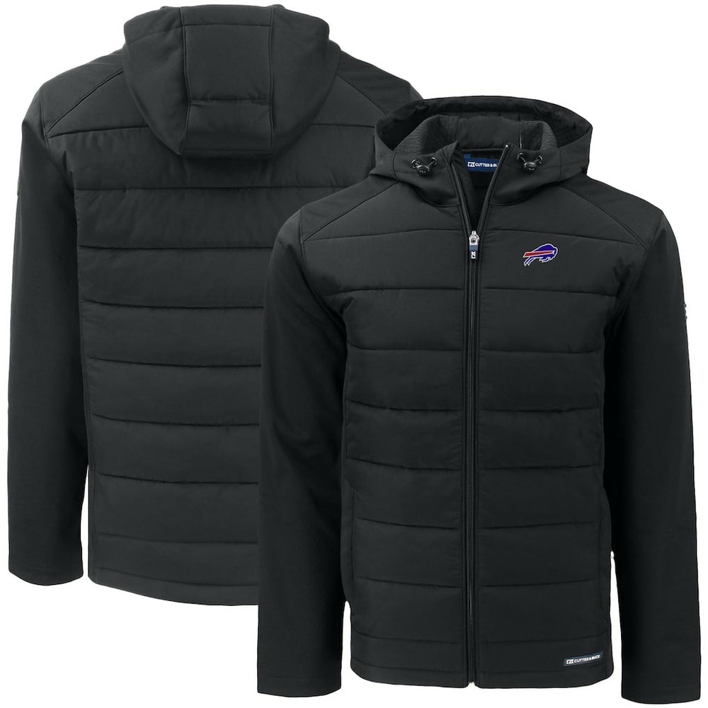 Buffalo Bills Cutter & Buck Big & Tall Evoke Hybrid Eco Softshell Recycled Full-Zip Hooded Jacket - Black - NFL