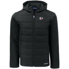 Kansas City Chiefs Cutter & Buck Evoke PrimaLoft Hybrid Eco Softshell Recycled Full-Zip Hooded Jacket - Black - NFL