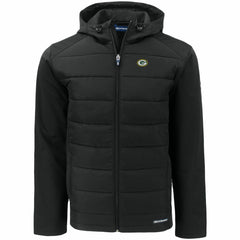 Green Bay Packers Cutter & Buck Evoke PrimaLoft Hybrid Eco Softshell Recycled Full-Zip Hooded Jacket - Black - NFL