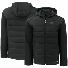 Tampa Bay Buccaneers Cutter & Buck Evoke PrimaLoft Hybrid Eco Softshell Recycled Full-Zip Hooded Jacket - Black - NFL
