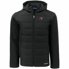 Tampa Bay Buccaneers Cutter & Buck Evoke PrimaLoft Hybrid Eco Softshell Recycled Full-Zip Hooded Jacket - Black - NFL