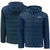 Seattle Seahawks Cutter & Buck Evoke PrimaLoft Hybrid Eco Softshell Recycled Full-Zip Hooded Jacket - College Navy - NFL