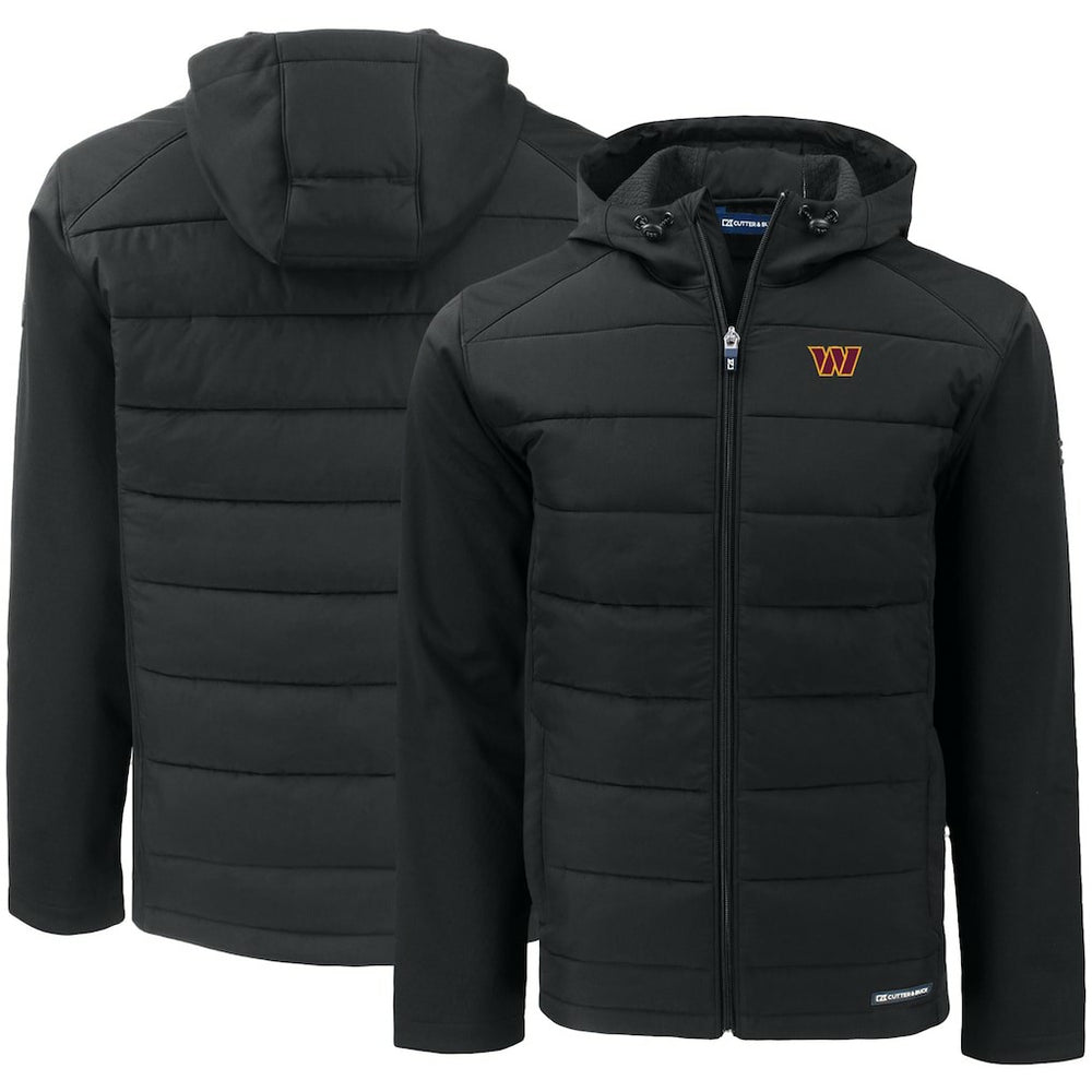 Washington Commanders Cutter & Buck Evoke PrimaLoft Hybrid Eco Softshell Recycled Full-Zip Hooded Jacket - Black - NFL