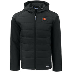 Cincinnati Bengals Cutter & Buck Evoke PrimaLoft Hybrid Eco Softshell Recycled Full-Zip Hooded Jacket - Black - NFL