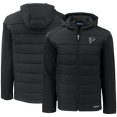 Atlanta Falcons Cutter & Buck Evoke PrimaLoft Hybrid Eco Softshell Recycled Full-Zip Hooded Jacket - Black - NFL