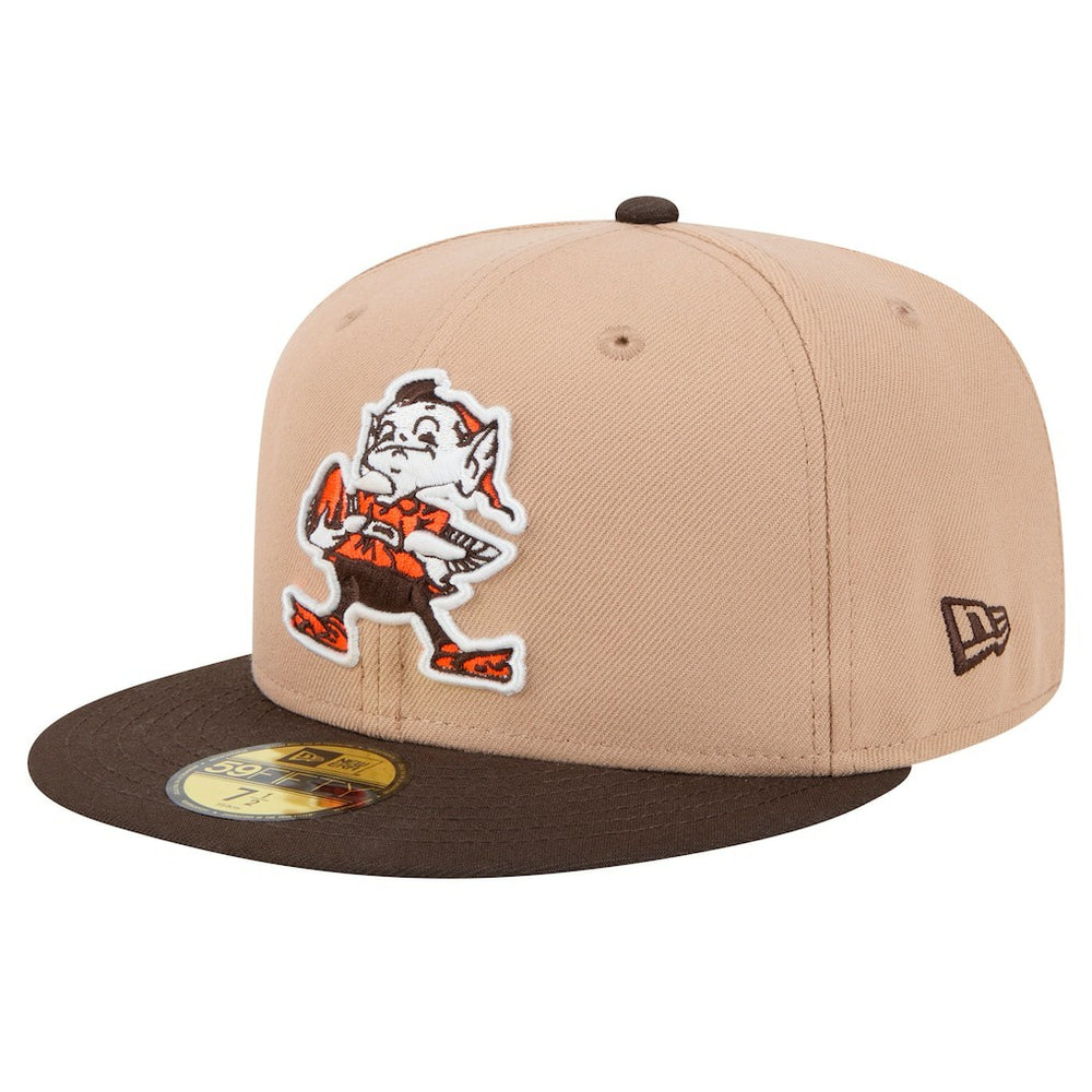Cleveland Browns New Era Throwback Logo Main 59FIFTY Fitted Hat - Tan - NFL