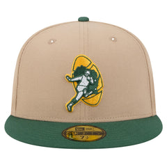 Green Bay Packers New Era Throwback Logo Main 59FIFTY Fitted Hat - Tan - NFL