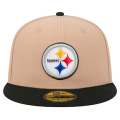 Pittsburgh Steelers New Era Logo Main 59FIFTY Fitted Hat - Tan - NFL