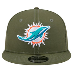 Miami Dolphins New Era Main 9FIFTY Snapback Hat - Olive - NFL
