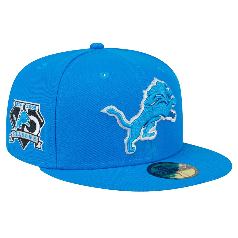 Detroit Lions New Era Main Side Patch 59FIFTY Fitted Hat - Blue - NFL