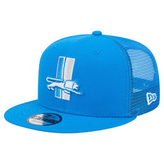 Detroit Lions New Era Throwback Main Trucker 9FIFTY Snapback Hat - Blue - NFL