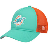 Miami Dolphins New Era Youth A-Frame 9FORTY Trucker Adjustable Hat - Aqua - NFL
