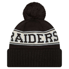 Las Vegas Raiders Youth New Era Retro Cuffed Knit Hat with Pom - Black - NFL