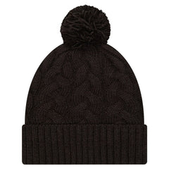Cincinnati Bengals New Era Girls Youth Cabled Cuffed Knit Hat with Pom - Black - NFL