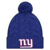 New York Giants New Era Girls Youth Cabled Cuffed Knit Hat with Pom - Royal - NFL